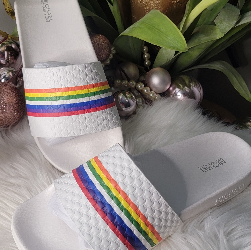 Women's Gilmore Rainbow Pride Pool Slidesize9 - Picture 1 of 12